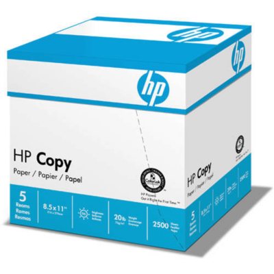 HP Copy Paper 92 Brightness/20 lb. 8 1/2" x 11"; 2,500 Sheets/Carton