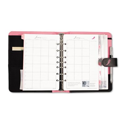 Day-Timer - Pink Ribbon Organizer Starter Set with Microfiber Binder - Black/Pink