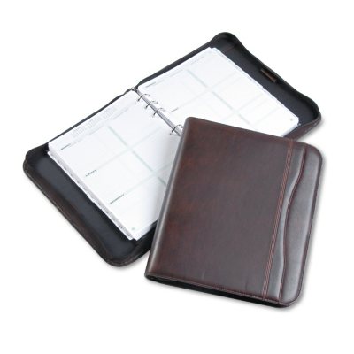 Day-Timer Sienna Simulated Leather Zippered Organizer Starter Set, 8-1/2 x 11 - Brown