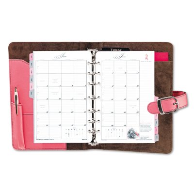 Day-Timer - Pink Ribbon Organizer Starter Set with Leather Binder - Pink/Brown