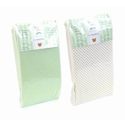 Piccolo Bambino Cotton Jersey Crib Sheets - Green - 2 pk.