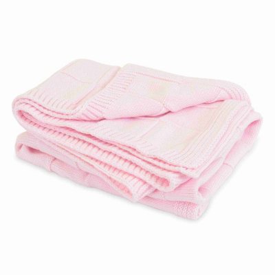 Piccolo Bambino Knitted Cotton Checker Blanket - Pink