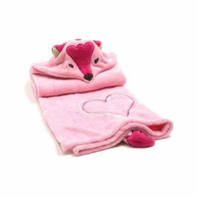 Piccolo Bambino Hooded Cuddle Blanket - Pink Fox