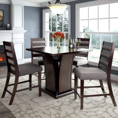 Bistro Counter Height Dining Table with 4 Grey Sand Dining Chairs