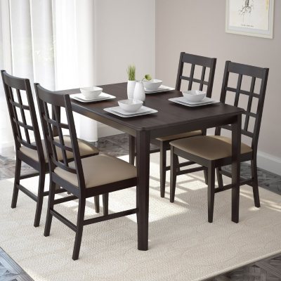 Atwood Dining Table with 4 Taupe Stone Leatherette Seats
