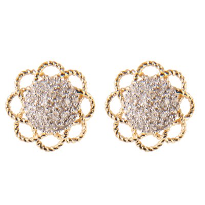 0.25 ct. t.w.Round Diamond Flower Button Earrings in 14k Yellow Gold (H-I, I1)