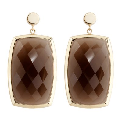 20 CT. T.W. Smokey Quartz Dangle Earrings in 14K Yellow Gold
