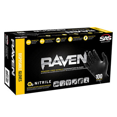 Raven Extra-Strength Professional Grade Gloves, Black, 