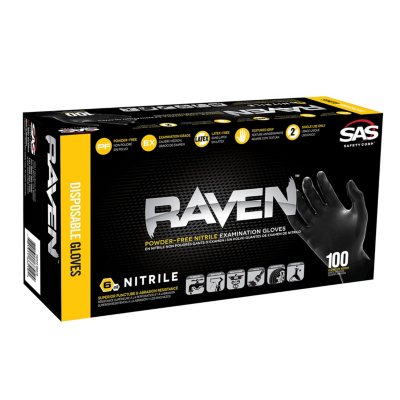 Raven Extra-Strength Professional Grade Gloves, Black,  X Large - 1000 ct.