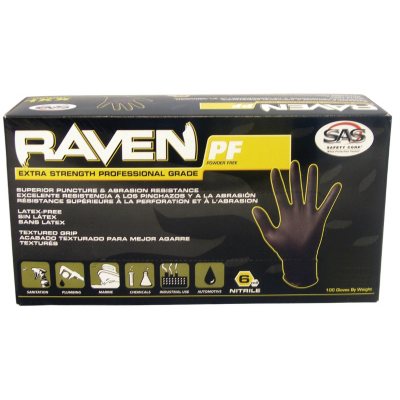Raven Extra-Strength Professional Grade Gloves, Black, XX Large - 1000 ct.