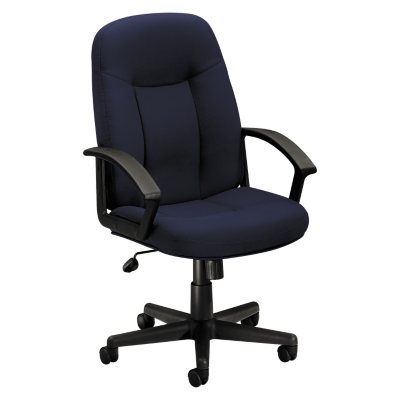 basyx by HON - VL601 Series Managerial Mid- Back Swivel/Tilt Chair - Navy Fabric/Black Frame