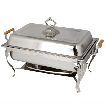 8 Qt. Full-Size Square Deluxe Chafer with Wood Handle