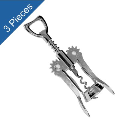 Chrome Plated Cork Screw Opener - 3 pk.