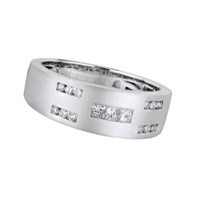0.46 ct. t.w. Square & Round Cut Diamond Men's Band in 14K White Gold (H, I1)