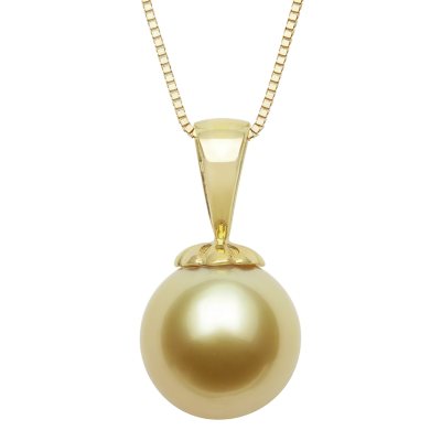 9.0-10.0mm Golden South Sea Pearl Pendant in 14K Yellow Gold