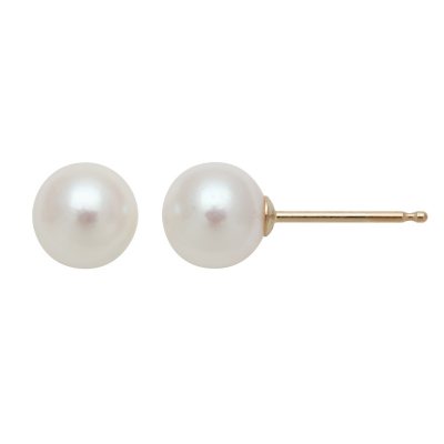 6.0-6.5mm Cultured Akoya Pearl Studs in 14K Yellow Gold