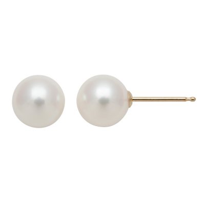 7.0-7.5mm Cultured Akoya Pearl Studs in 14K Yellow Gold