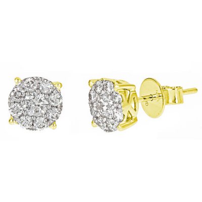 1 ct. t.w. Round Cut Diamond Stud Earrings in 14K Yellow Gold (H-I, I1)