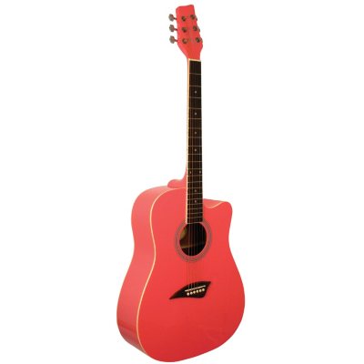 UPC 809312000223 product image for Kona Dreadnought Acoustic Guitar with High Gloss Pink Finish | upcitemdb.com