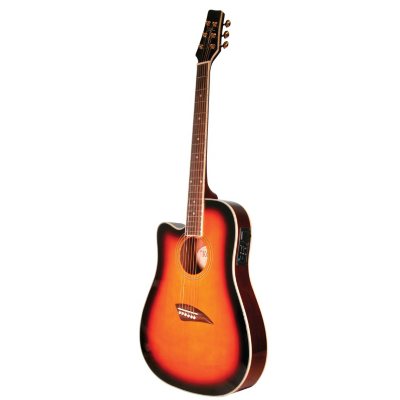 UPC 809312000285 product image for Kona Left Handed Thin Body Acoustic/Electric Guitar with High Gloss Tobacco Sunb | upcitemdb.com