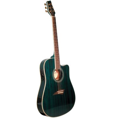 UPC 809312000308 product image for Kona Thin Body Acoustic/Electric Guitar with High Gloss Transparent Blue Finish | upcitemdb.com