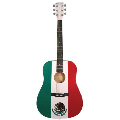 UPC 809312000988 product image for Main Street Dreadnought Acoustic Guitar with Mexican Flag on High Gloss White Fi | upcitemdb.com