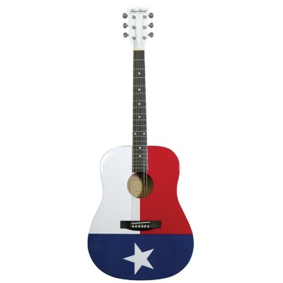 UPC 809312001015 product image for Main Street Dreadnought Acoustic Guitar with Texas Flag on High Gloss White Fini | upcitemdb.com