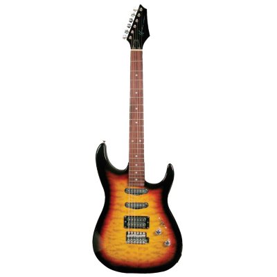 UPC 809312020351 product image for Kona Quilted Top Double Cutaway Electric Guitar in Tobacco Sunburst | upcitemdb.com