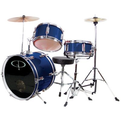 GP Percussion Complete 3-Piece Junior Drum Set - Metallic Midnight Blue