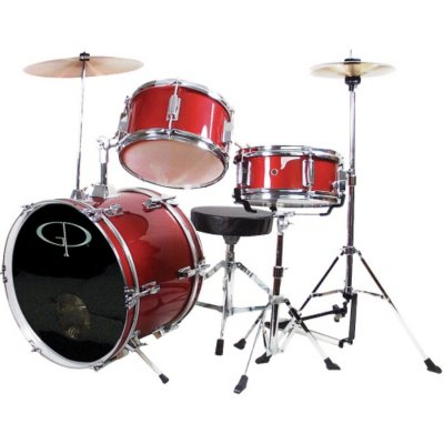 GP Percussion Complete 3-Piece Junior Drum Set - Metallic Red