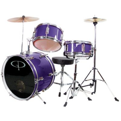 GP Percussion Complete 3-Piece Junior Drum Set - Metallic Purple