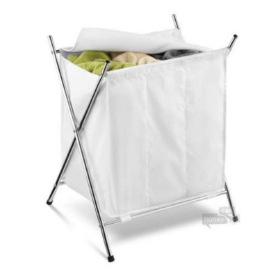 Chrome Triple Compartment Folding Hamper