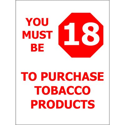 T3 - Must be 18/ Tobacco - 6" x 8" Decal