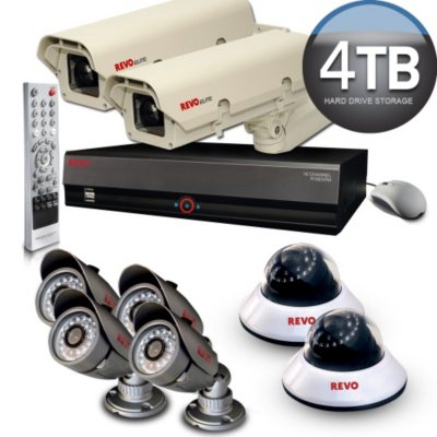 Revo 16 Channel Security System with 6 Quick Connect Cameras, 2 Elite Cameras, and 4TB DVR