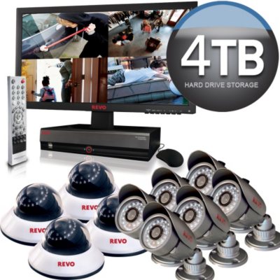 Revo 16 Channel Security System with 10 x 600TVL 80' Night Vision, and 4TB DVR