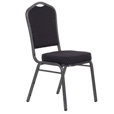 Fabric Crown Back Banquet Stacking Chairs, Black - 40 Pack