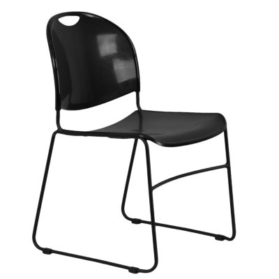 Flash Furniture - Plastic Stacking Chair with Sled Frame, Black - 20 Pack