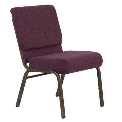 Hercules - Extra Wide Stacking Church Chair with Gold Vein Frame, Plum
