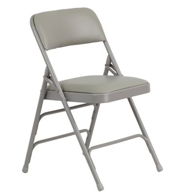 Hercules - Vinyl Folding Chairs - Gray - 12 Pack