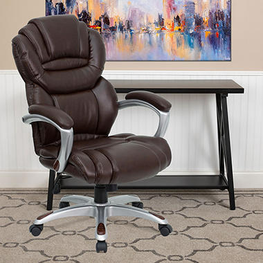 Flash Furniture High-Back Leather Executive Office Chair ...