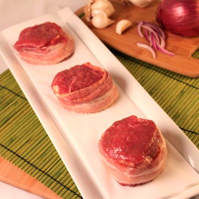 Steakhouse Certified Bacon Wrapped Beef Sirloin Filets - 5 oz. - 10 ct. case