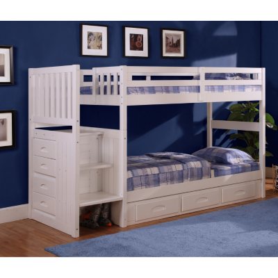 Staircase Bunk Bed - White Finish