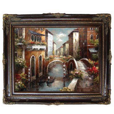 Hand Painted Oil Art Framed  "Venetian Canal"