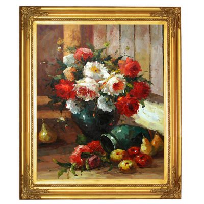 Framed Hand Painted Oil Art - "Vase of Flowers"