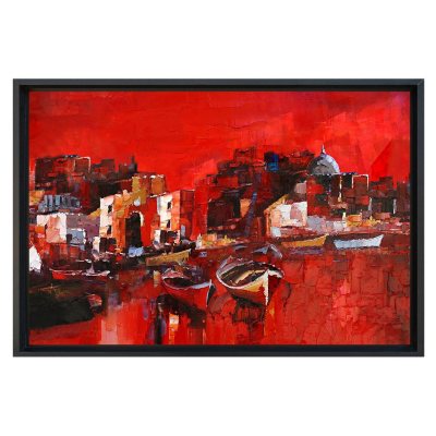 Framed Hand Painted Oil Art - "Red Sea" 