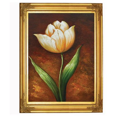 Hand-Painted Oil Art "Golden Essence Tulip"