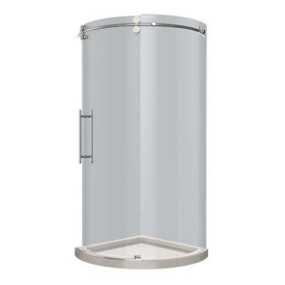 Aston Solita Round Sliding Shower Enclosure with Base (Stainless Steel Finish)