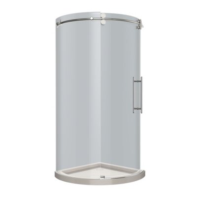 Aston Solita Round Sliding Shower Enclosure with Base (Stainless Steel Finish)