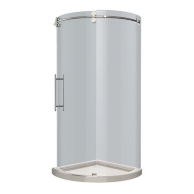 Aston Solita Round Sliding Shower Enclosure with Base (Stainless Steel Finish)
