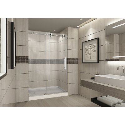 Aston Warwick Sliding Shower Door with Left Base (Stainless Steel Finish)